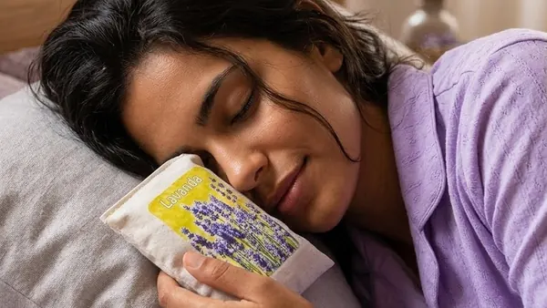 Bolsita de lavanda junto a la almohada para dormir mejor