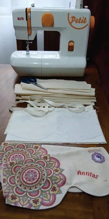 Máquina de coser y bordado de un cojín de semillas